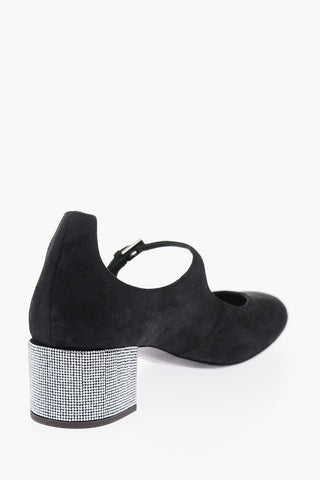 5cm suede leather KANDA Mary Jane pumps with glitter detail