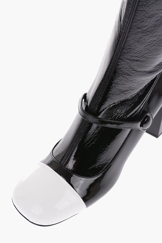 stivale al ginocchio in pelle lucida con zip laterale 8cm