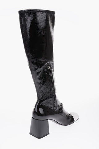stivale al ginocchio in pelle lucida con zip laterale 8cm