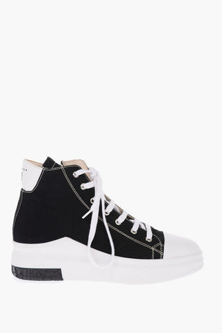 fabric DRILL High-top Sneakers with side zip