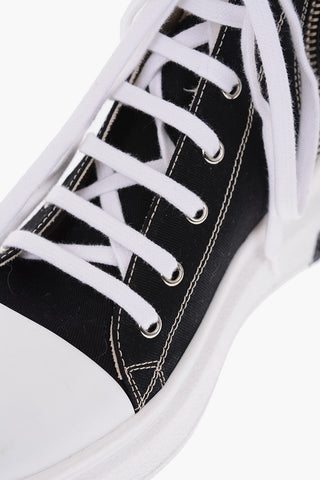 fabric DRILL High-top Sneakers with side zip