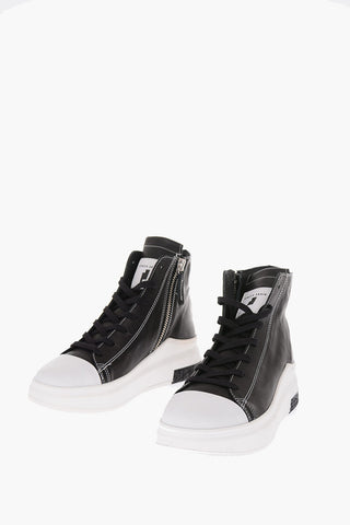 Platform sneakers in pelle con zip laterale