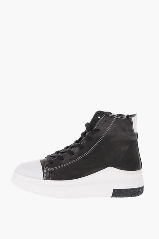 Platform sneakers in pelle con zip laterale