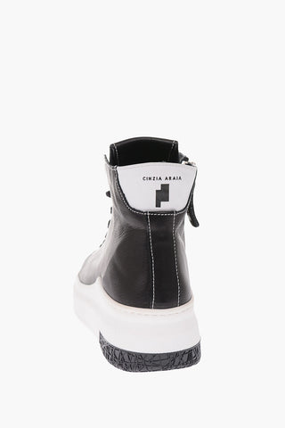 Platform sneakers in pelle con zip laterale