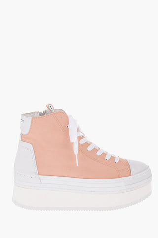 leather and fabric Platform sneakers with side zip