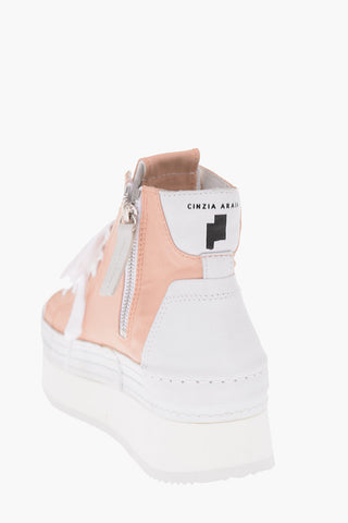 leather and fabric Platform sneakers with side zip
