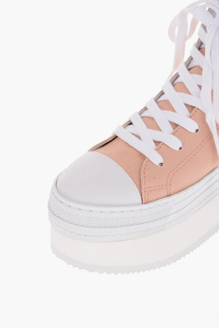 leather and fabric Platform sneakers with side zip