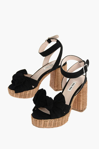 Suede Sandals with Wicker Sole