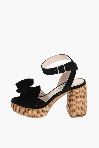 Suede Sandals with Wicker Sole