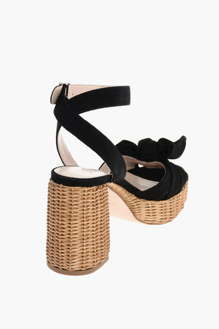 Suede Sandals with Wicker Sole