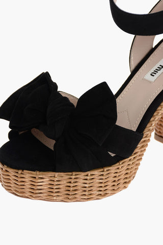 Suede Sandals with Wicker Sole