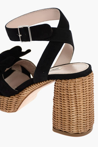 Suede Sandals with Wicker Sole