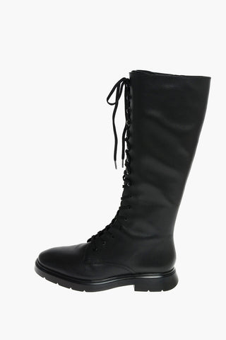 Under the Knee MC KENZEE TALL Leather Combat Boots with Zip