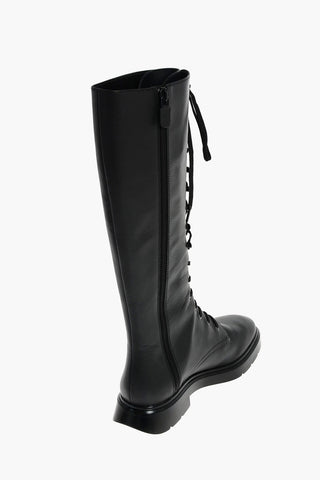 Under the Knee MC KENZEE TALL Leather Combat Boots with Zip