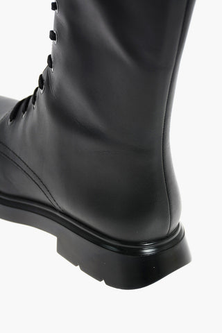 Under the Knee MC KENZEE TALL Leather Combat Boots with Zip