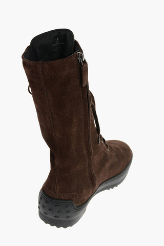 Lace up Suede Booties with Rubber Sole