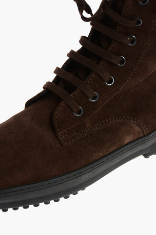 Lace up Suede Booties with Rubber Sole