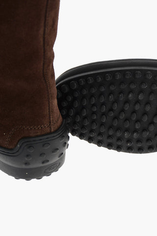 Lace up Suede Booties with Rubber Sole