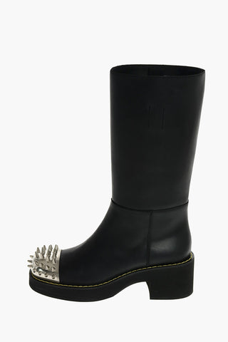 Under the Knee Leather Boots with Studded Tip