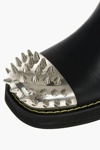 Under the Knee Leather Boots with Studded Tip