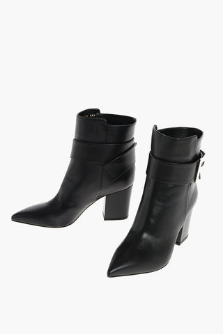 Leather LOGOMANIA Ankle Boots with Metal Logo