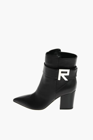 Leather LOGOMANIA Ankle Boots with Metal Logo