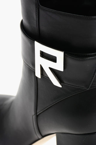 Leather LOGOMANIA Ankle Boots with Metal Logo