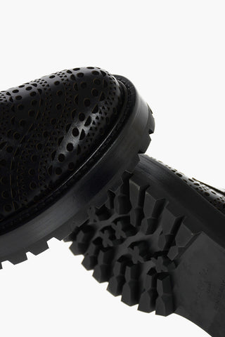 Platform Perforated Leather Combat Booties