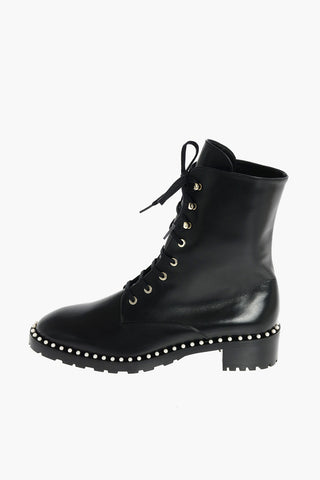 Leather ALLIE Combat Booties with Beads