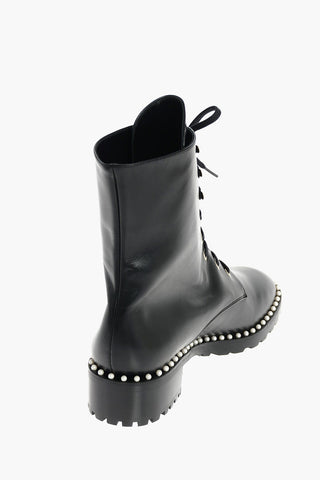 Leather ALLIE Combat Booties with Beads