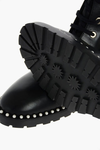 Leather ALLIE Combat Booties with Beads
