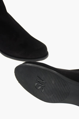 Knee-high Pull On Suede Boots with Elastic Back