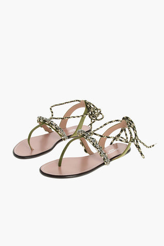 Suede SURF Thong Sandals with Gemstones