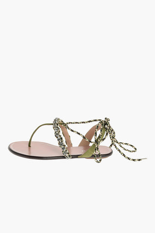 Suede SURF Thong Sandals with Gemstones