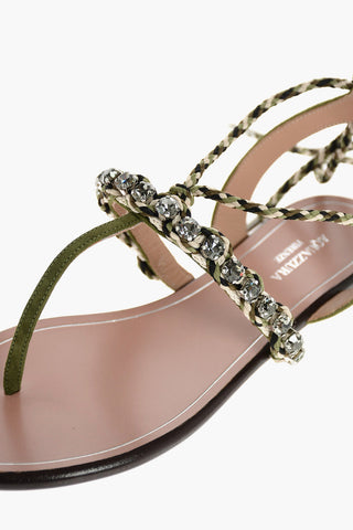 Suede SURF Thong Sandals with Gemstones