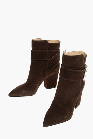 Suede LOGOMANIA Ankle Boots with Metal Logo