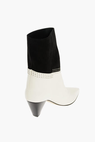 Two Tone Leather and Suede Western Booties with Micro Studs