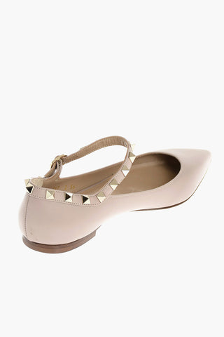 Point Toe Flats with Ankle Strap and Studs