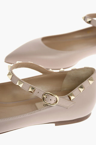 Point Toe Flats with Ankle Strap and Studs