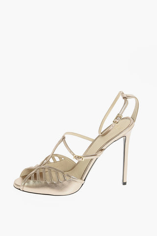 T-Strap Open Toe Leather Pumps