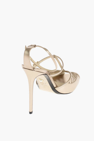 T-Strap Open Toe Leather Pumps