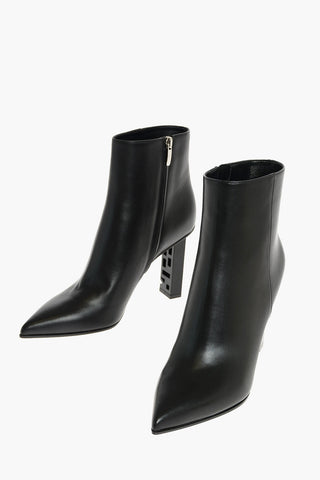 Leather SUPER HEEL Ankle Boots with Logo Heel
