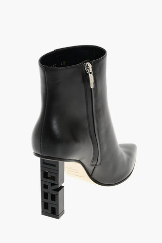 Leather SUPER HEEL Ankle Boots with Logo Heel