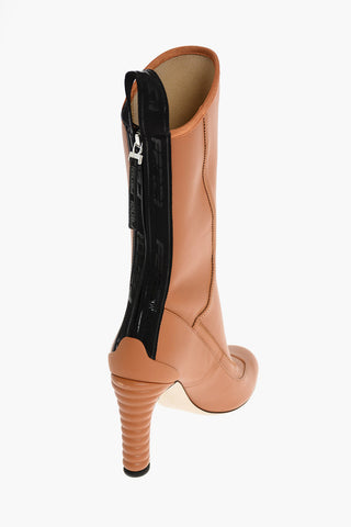 Round Toe Leather Boots with Back Zip