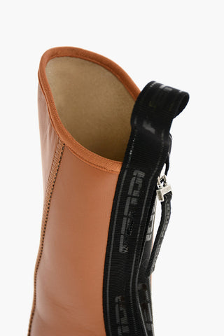 Round Toe Leather Boots with Back Zip