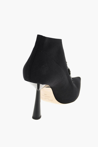 Spool Heel Sock-Booties with Front Crystals