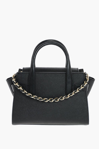 Leather CARMEN Hand Bag with Metal Logo and Chain
