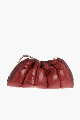 Padded Leather Shoulder Bag with Drawstring Closure