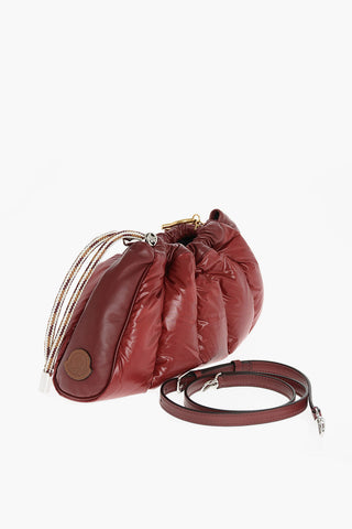 Padded Leather Shoulder Bag with Drawstring Closure