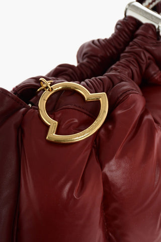 Padded Leather Shoulder Bag with Drawstring Closure